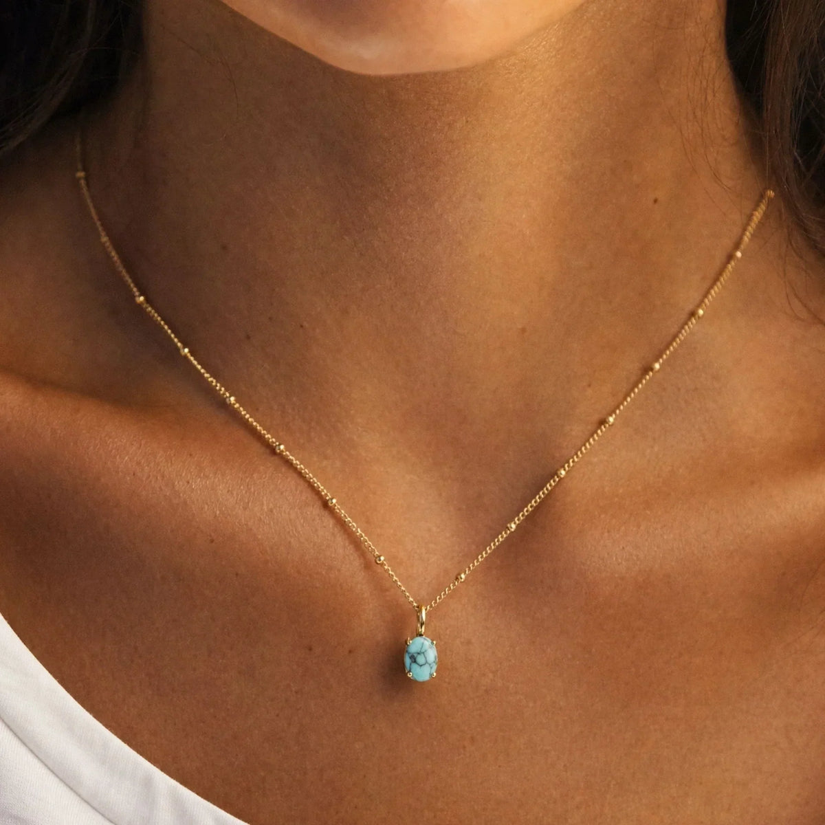 Bruce & Co Oval Turquoise Pendant Necklace, 5 × 7 mm