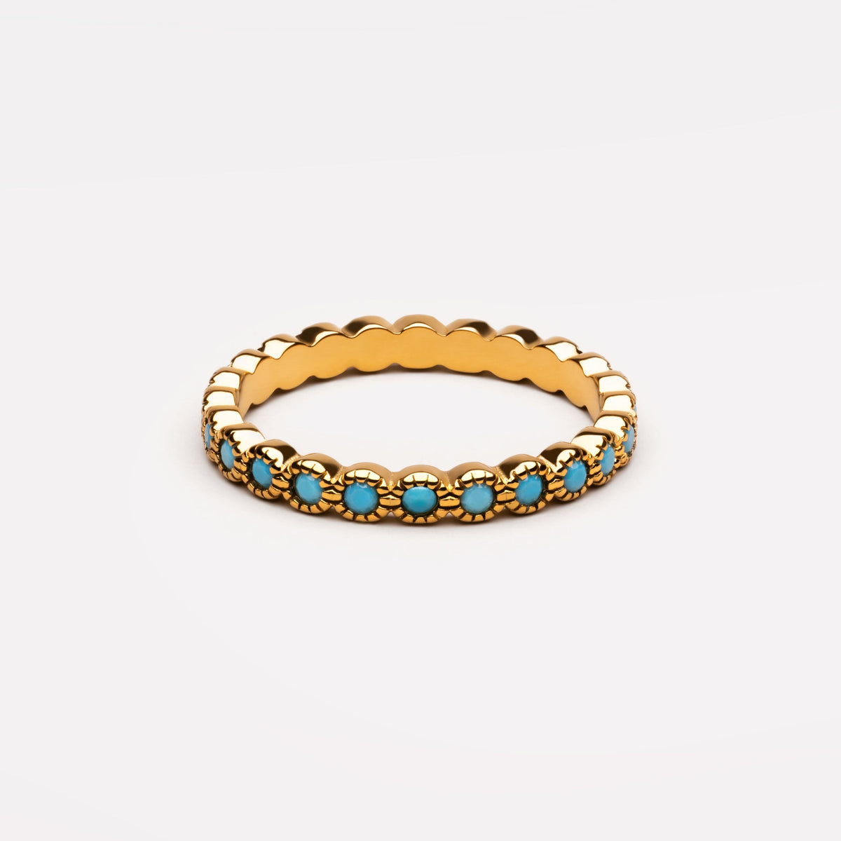 Bruce & Co Azure – Turquoise Eternity Band Ring, Steel