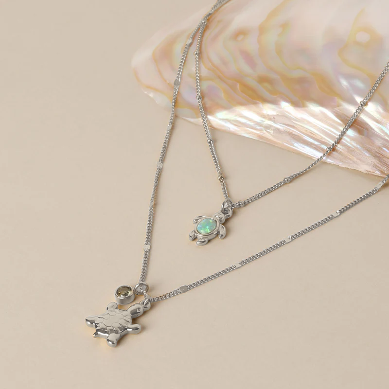 Bruce & Co Simulated Opal Turtle Necklace, 45 cm