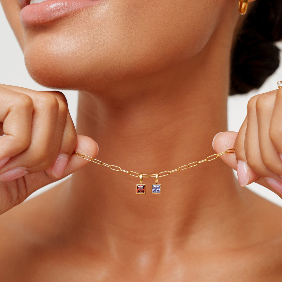 Bruce & Co Paperclip Birthstone Necklace
