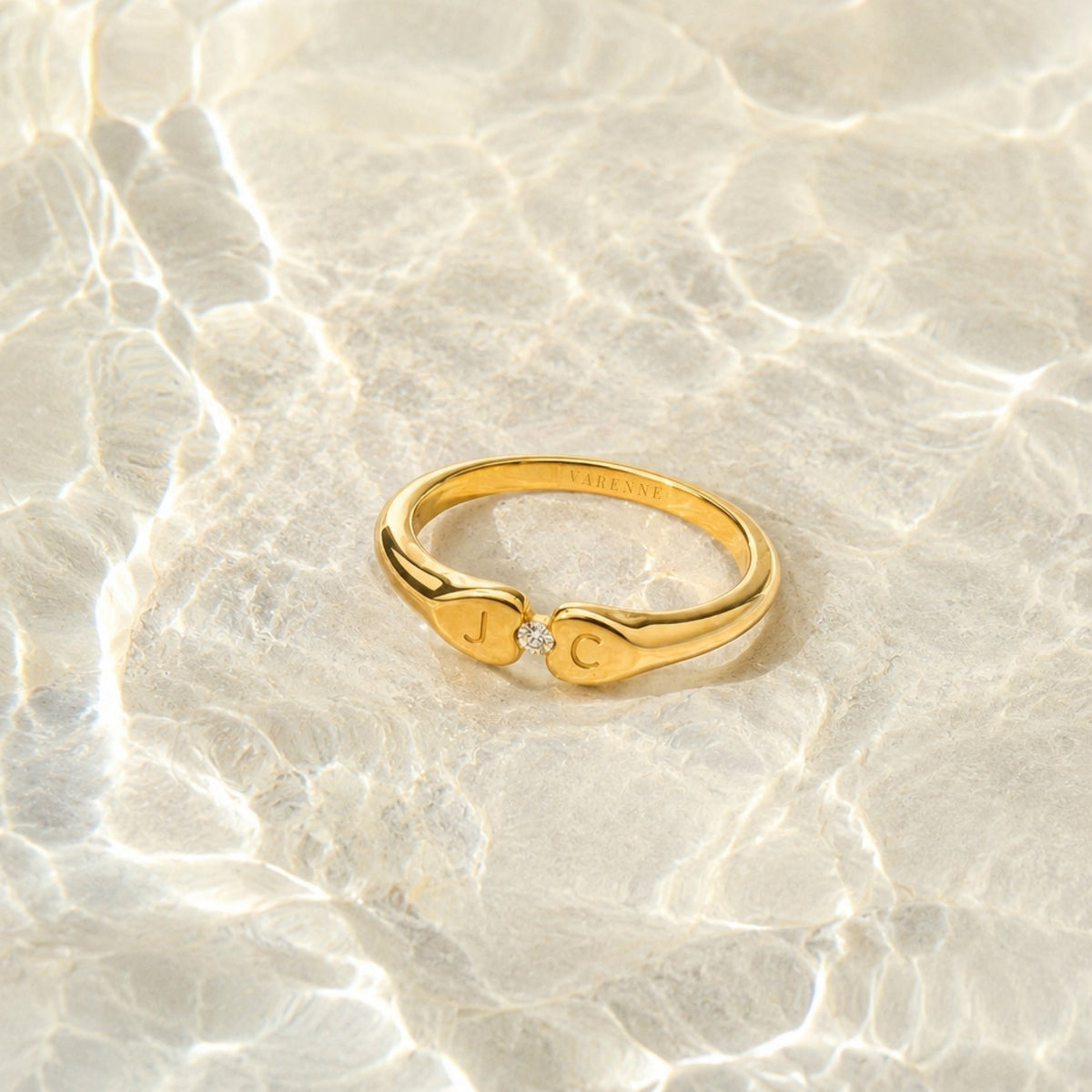 Bruce & Co Two-Initial Crystal Ring