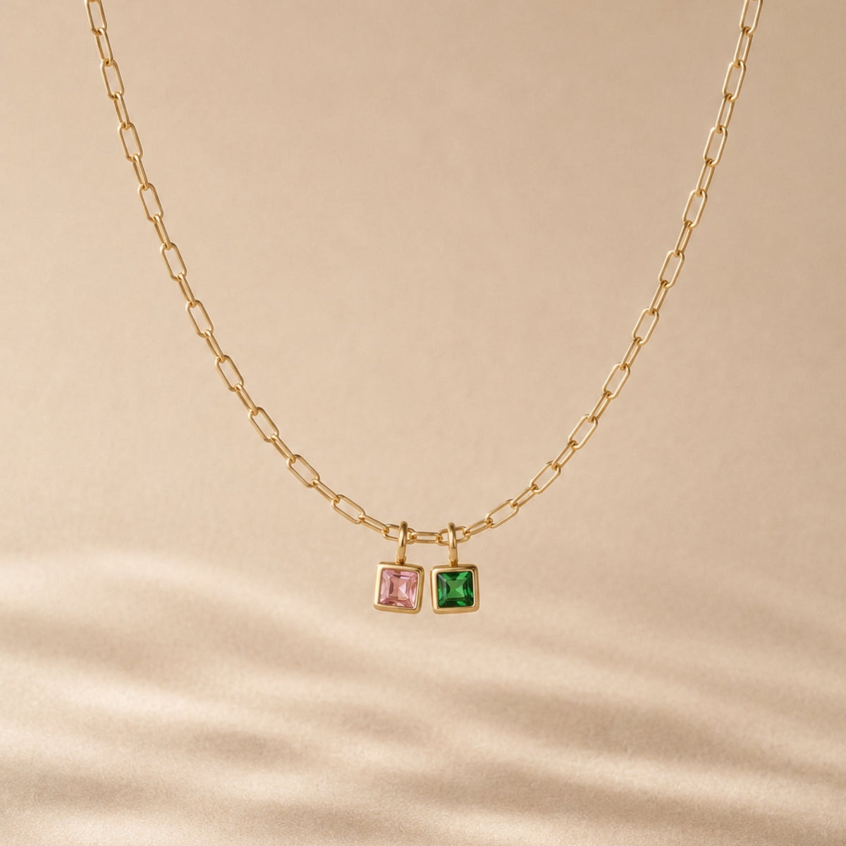 Bruce & Co Paperclip Birthstone Necklace