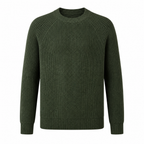 Urevento green cotton raglan rib-knit crew-neck sweater on white