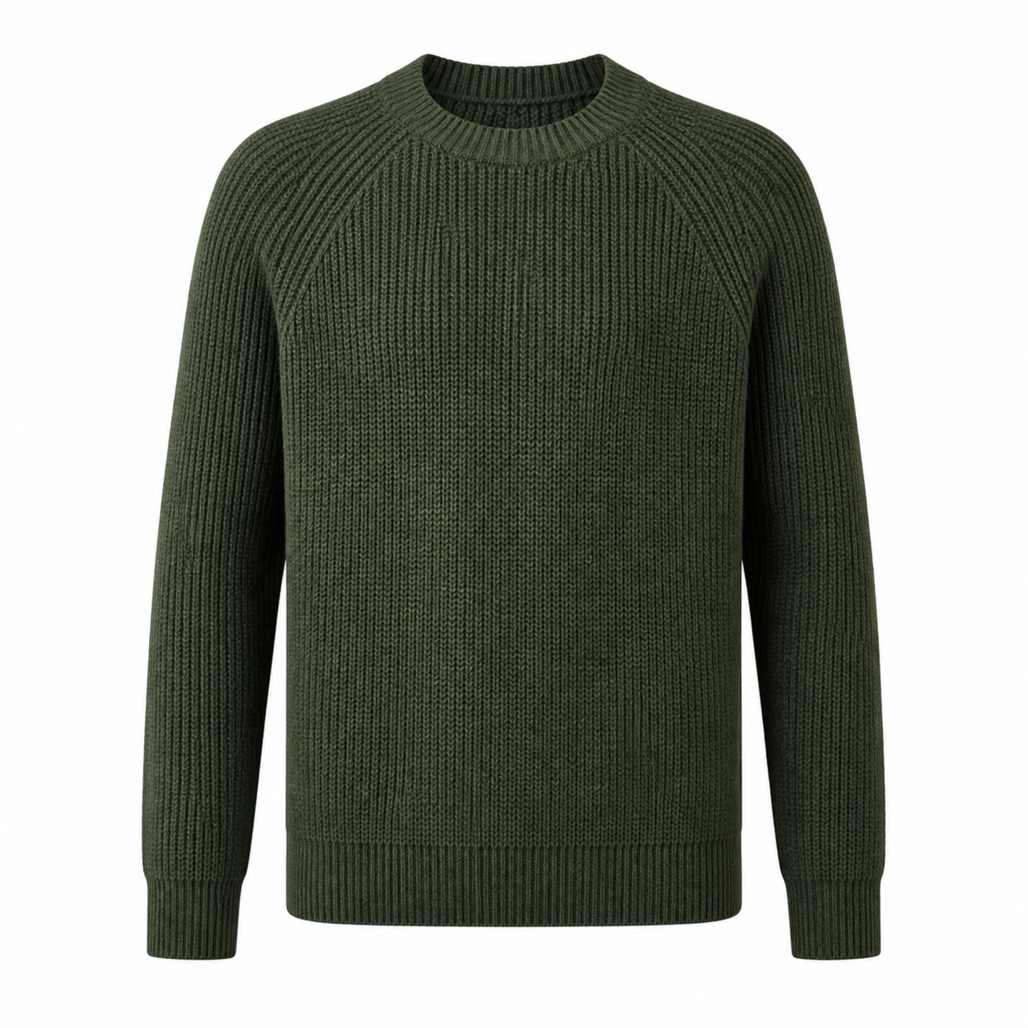 Urevento green cotton raglan rib-knit crew-neck sweater on white