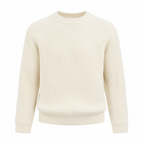 Urevento white cotton raglan rib-knit crew-neck sweater on white