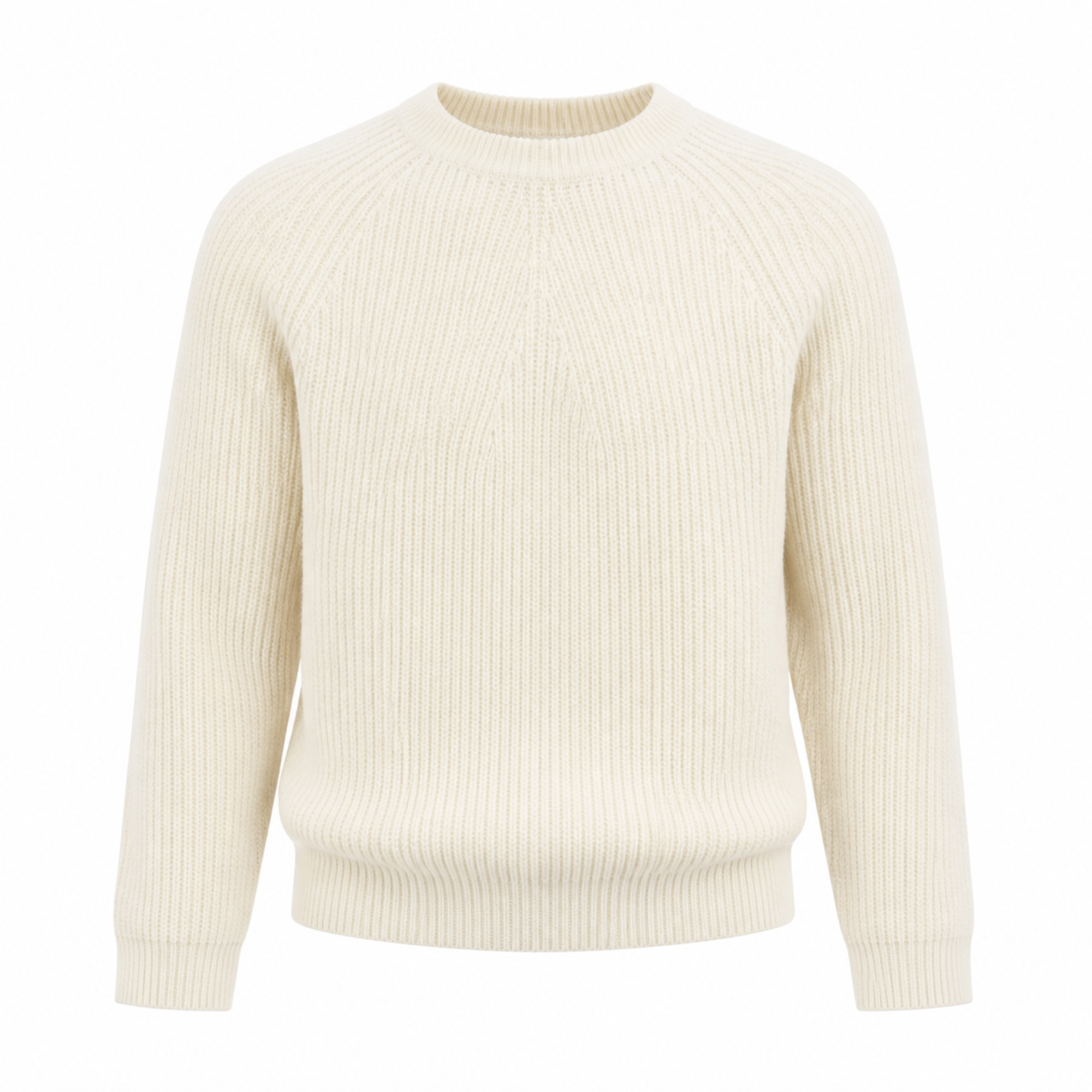 Urevento white cotton raglan rib-knit crew-neck sweater on white