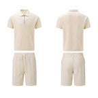 Valelian beige two-piece summer set, front and back studio views