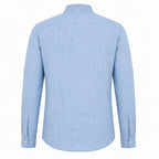 Valevento men's blue textured half-placket shirt — studio back