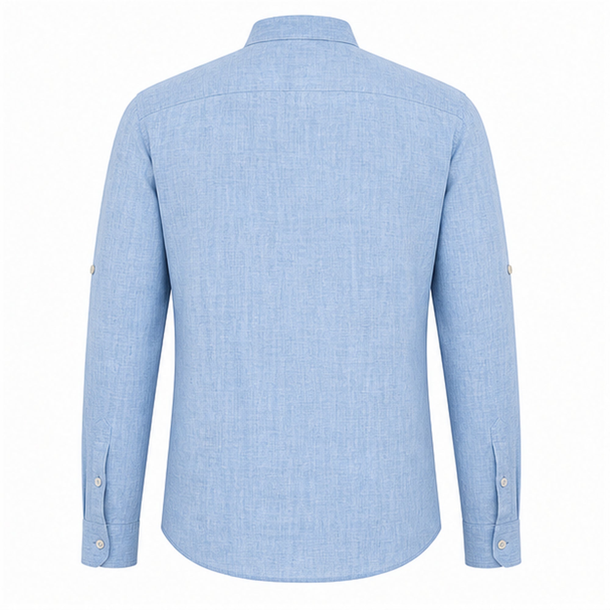 Valevento men's blue textured half-placket shirt — studio back