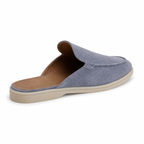 Men's Bruce & Co Vellaro baby blue open-back moc-toe loafers – open-back rear angle on white