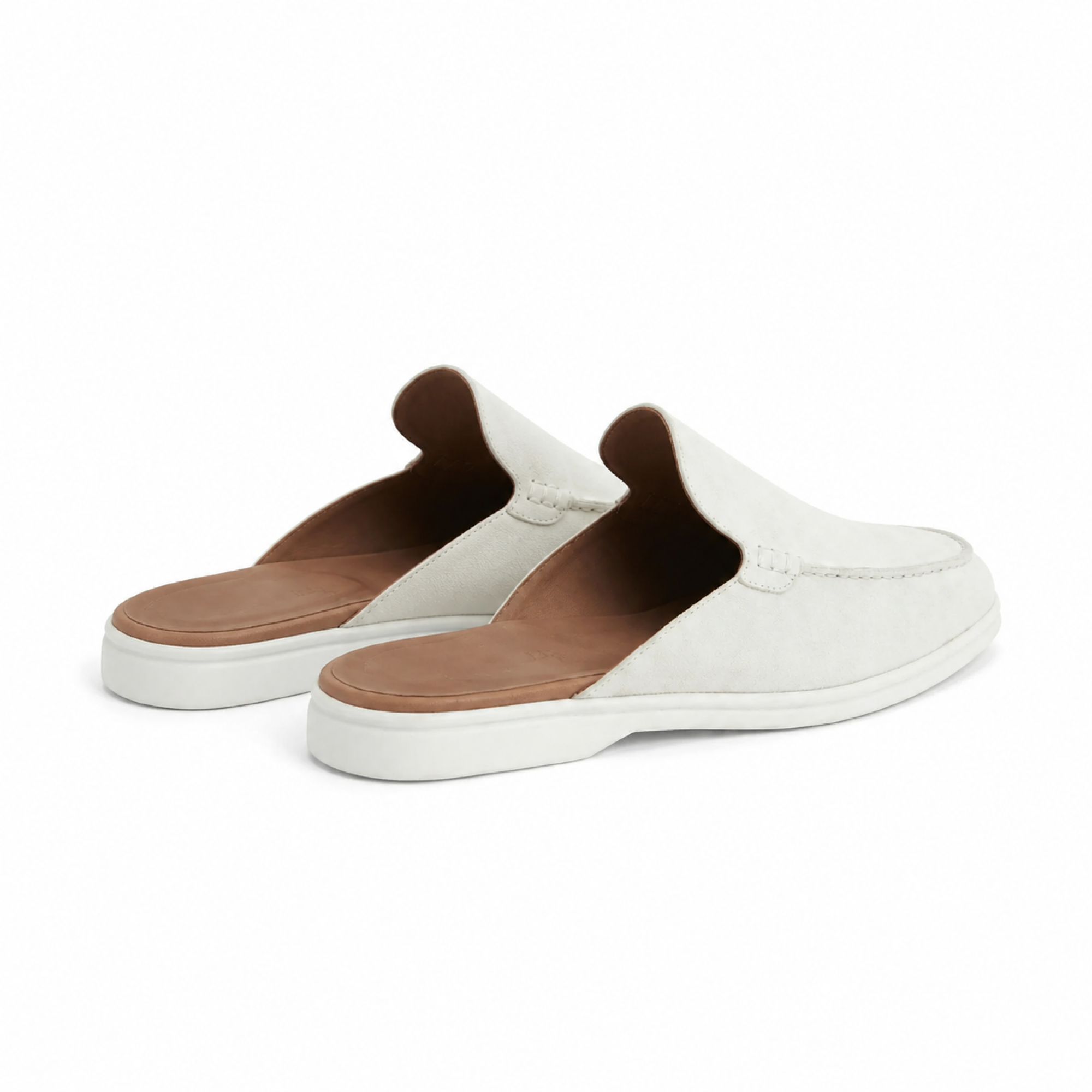 Vellaro white open-back loafers rear view