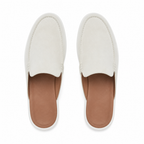 Vellaro white open-back loafers top view