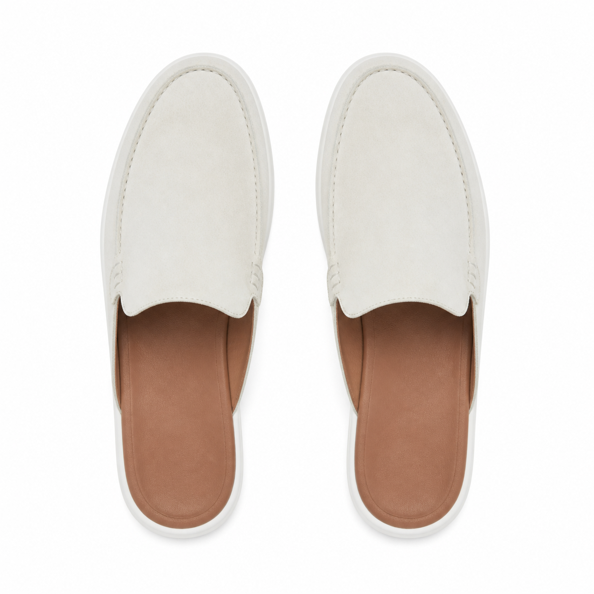 Vellaro white open-back loafers top view