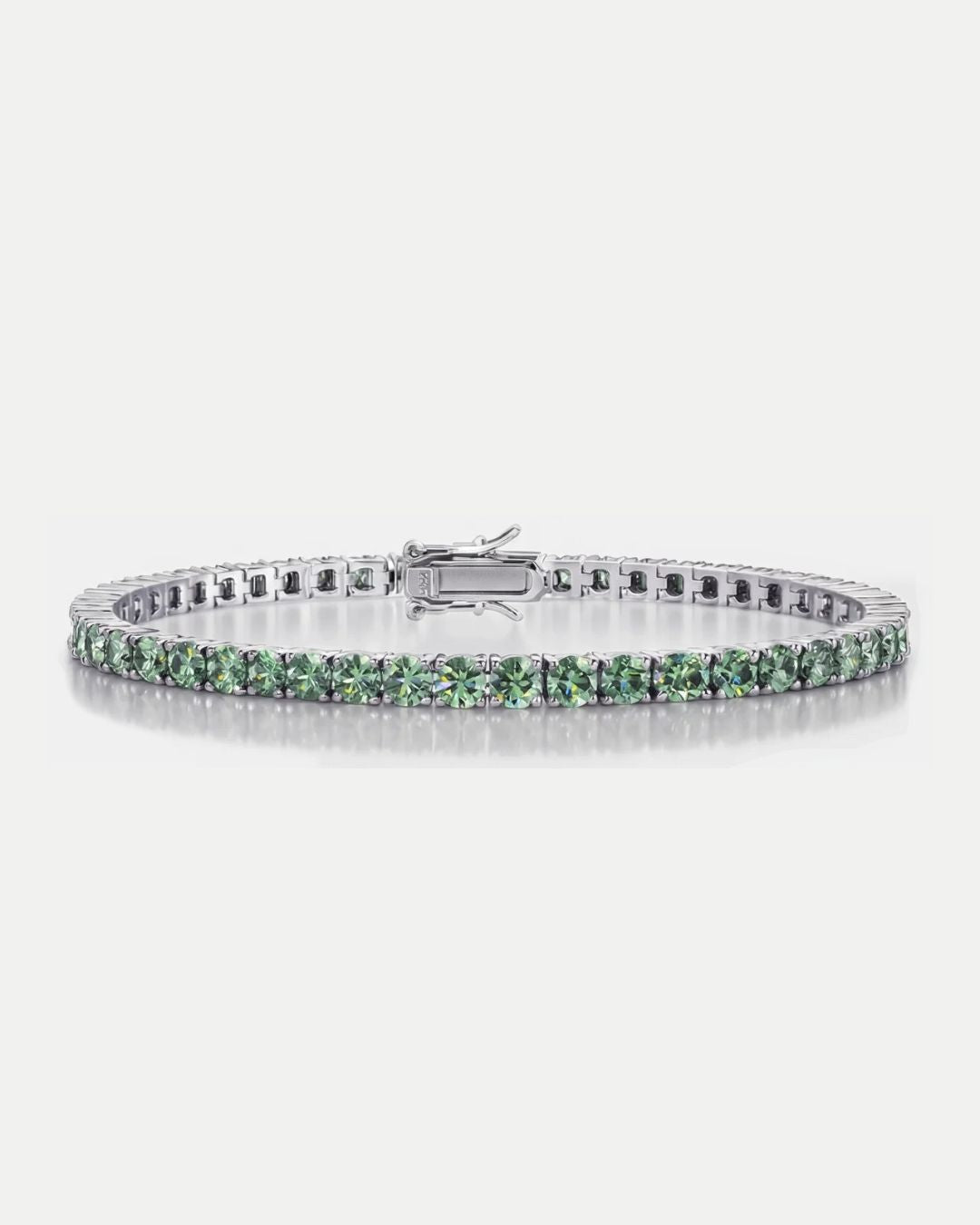 Bruce & Co Verdant Éclat – Men’s Green Moissanite Tennis Bracelet, 4 mm, 925 Silver