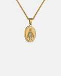 Bruce & Co Virgin Mary Medallion Necklace, Gold-Plated Steel