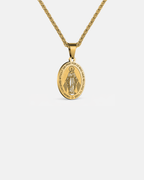 Bruce & Co Virgin Mary Medallion Necklace, Gold-Plated Steel