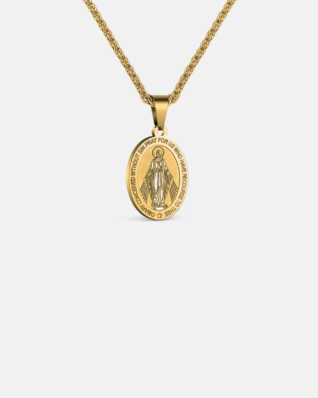 Bruce & Co Virgin Mary Medallion Necklace, Gold-Plated Steel