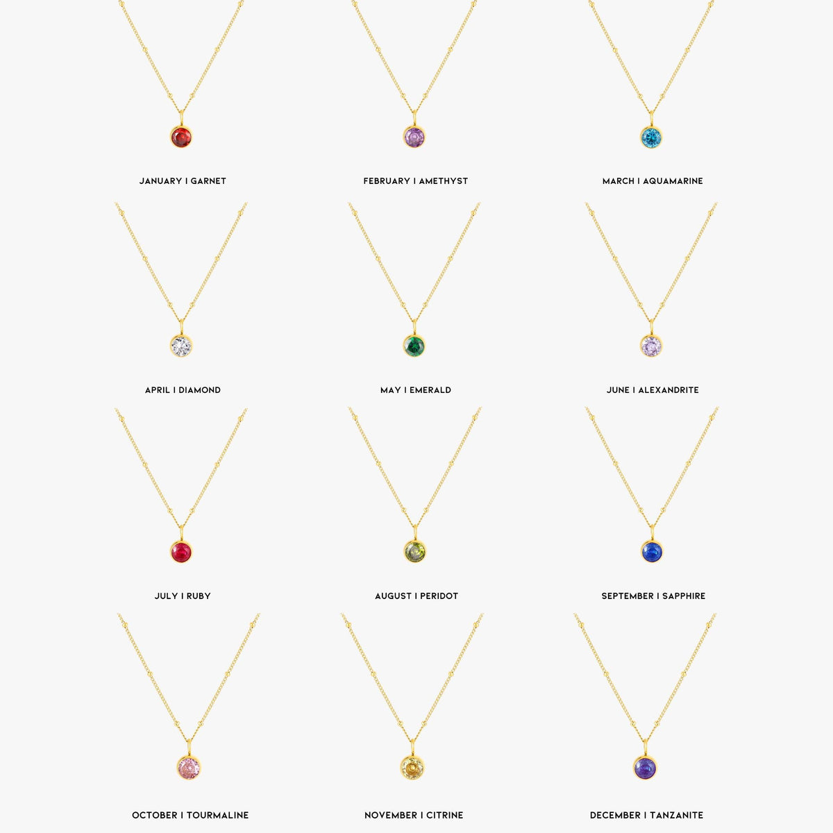 Bruce & Co Round CZ Birthstone Necklace, 9 mm