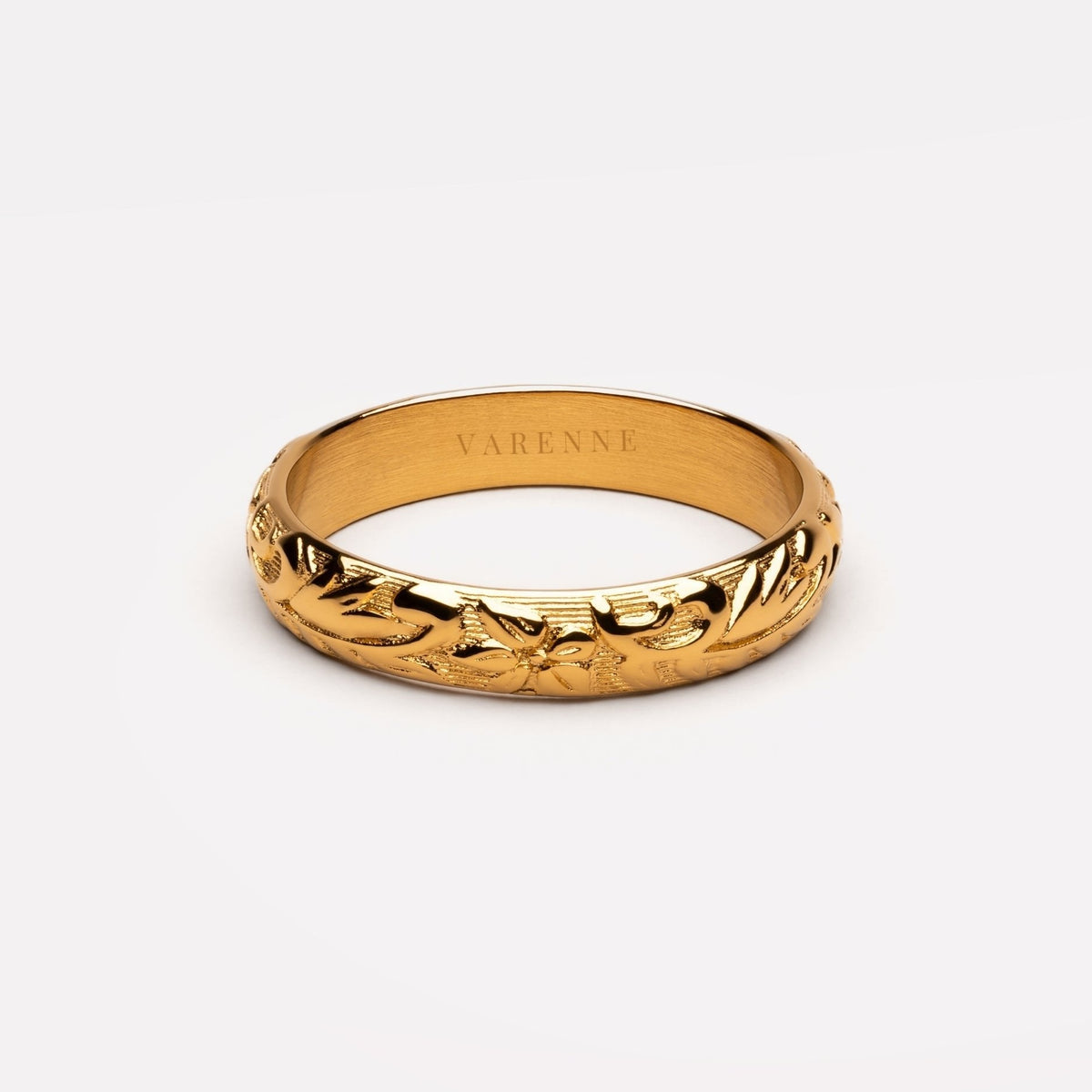 Bruce & Co Bloom – Floral Pattern Band Ring, 4 mm, Steel
