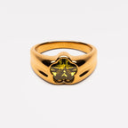 Bruce & Co Blossom – Flower Zircon Ring, Gold PVD Steel