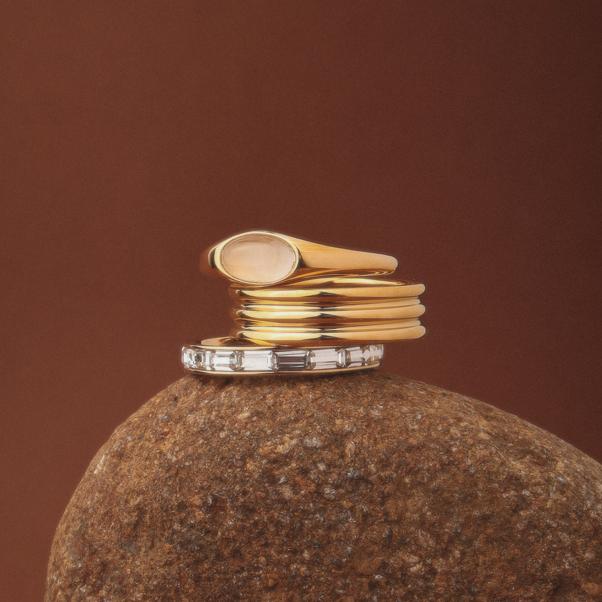 Bruce & Co Oval Moonstone Ring, Stainless Steel