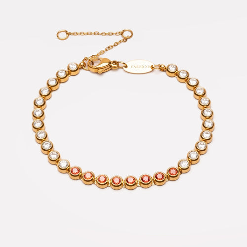Bruce & Co Cherry – Red Zircon Tennis Bracelet, Gold PVD Steel
