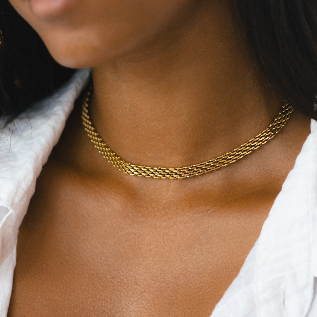 Bruce & Co Sifnos – Woven Chain Choker, 6 mm, Steel