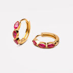 Bruce & Co Garnet – Red Zircon Huggie Earrings, 9.8 mm