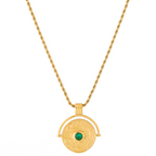 Bruce & Co Gaia – Green Stone Coin Pendant Necklace