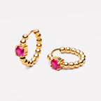 Bruce & Co Grenadine – Pink Zircon Beaded Huggie Earrings