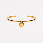 Bruce & Co Isle – Freshwater Pearl Charm Bangle, Gold PVD Steel