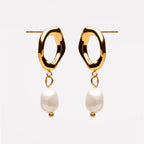 Bruce & Co Isola – Freshwater Pearl Drop Hoop Earrings