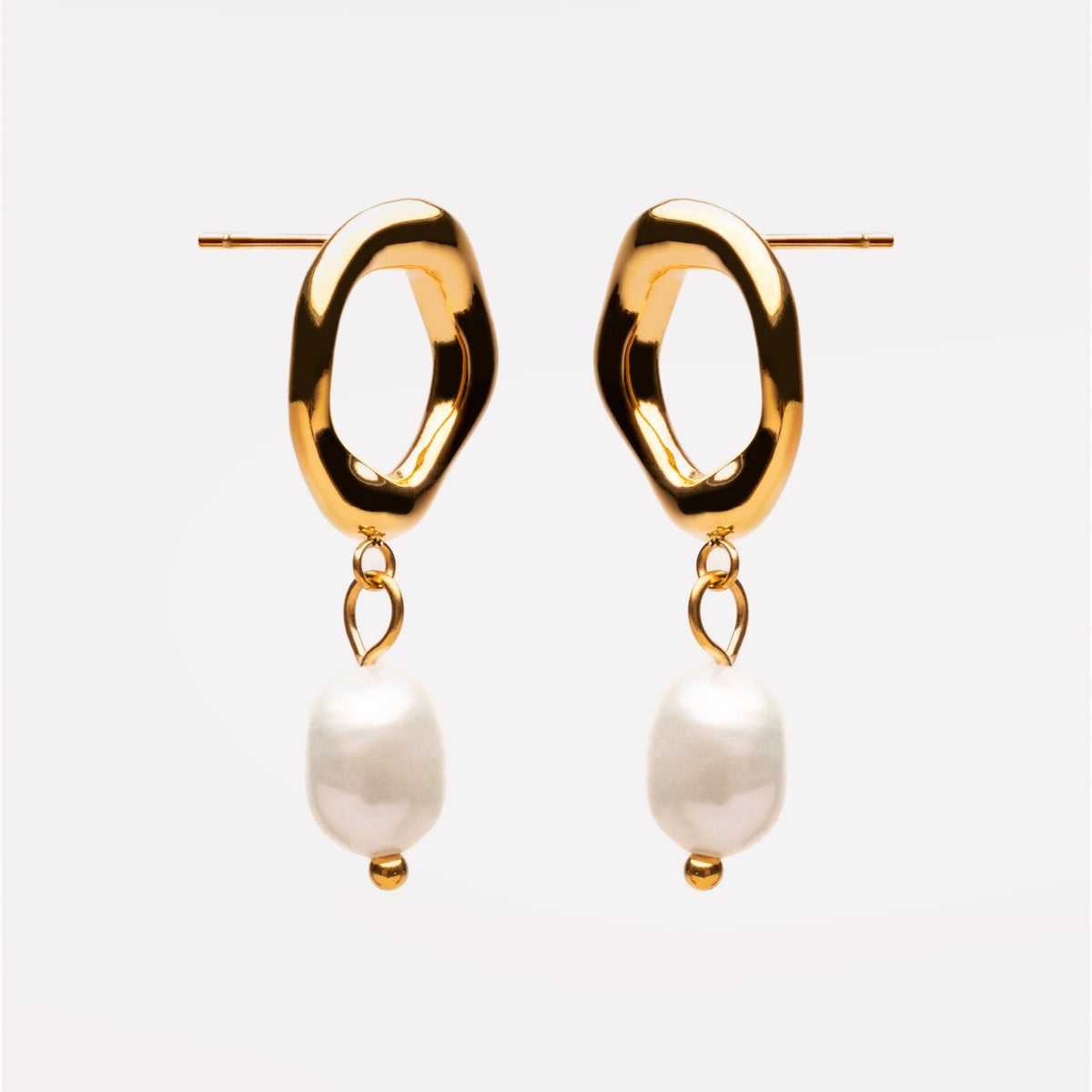 Freshwater Pearl Drop Hoop Earrings — Isola