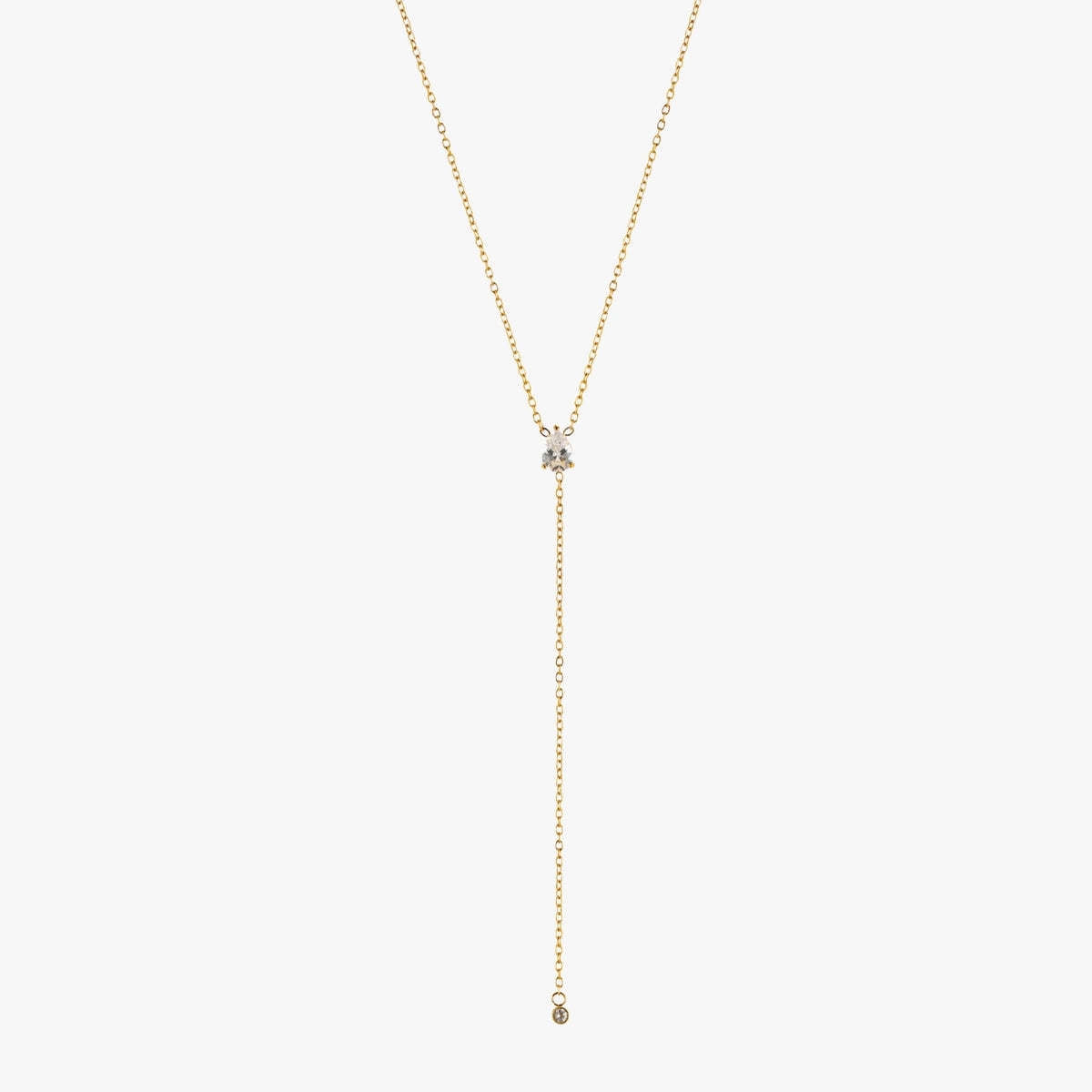 Bruce & Co White Cubic Zirconia Y Lariat Necklace, Steel