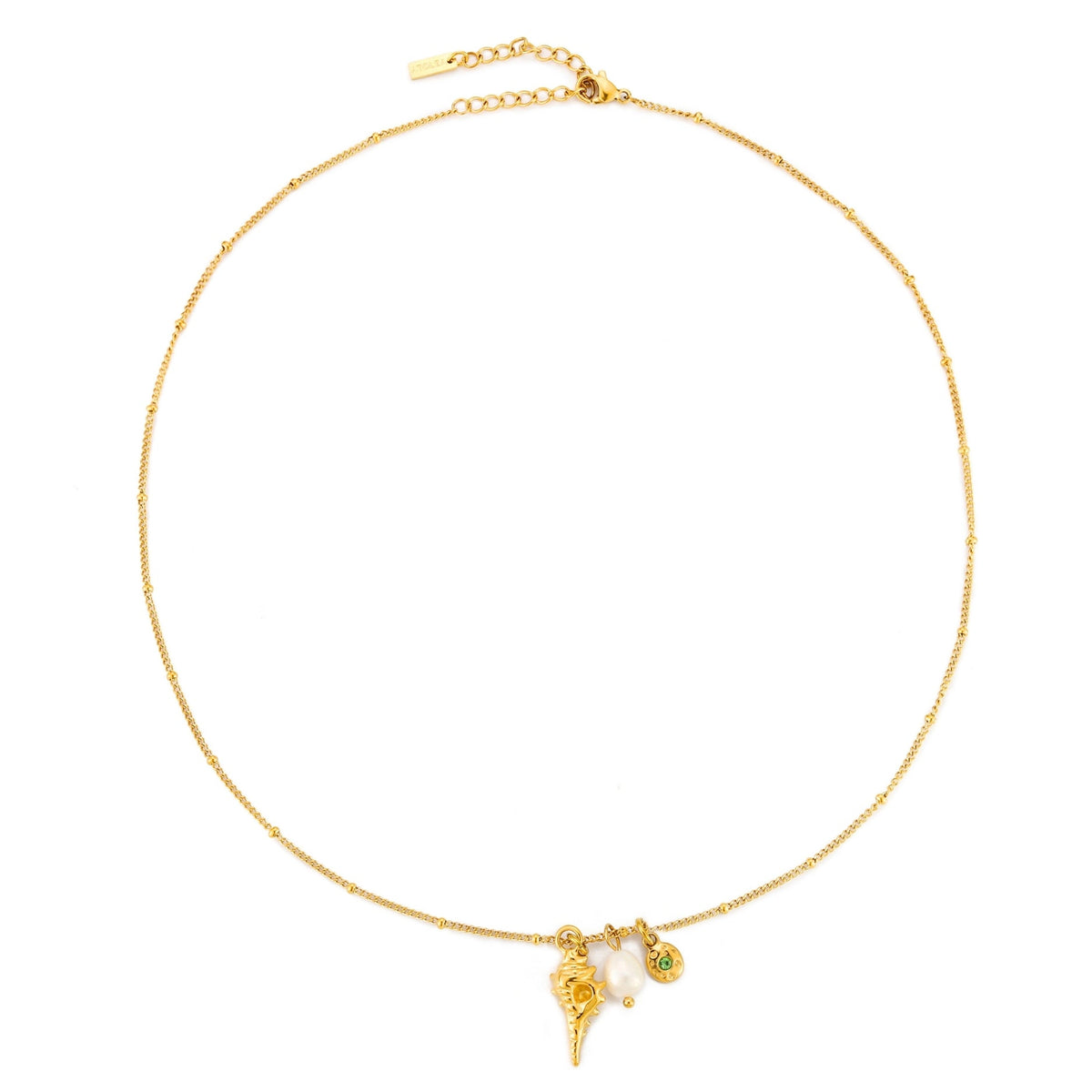 Bruce & Co Ocean – Shell, Pearl and Green Charm Necklace