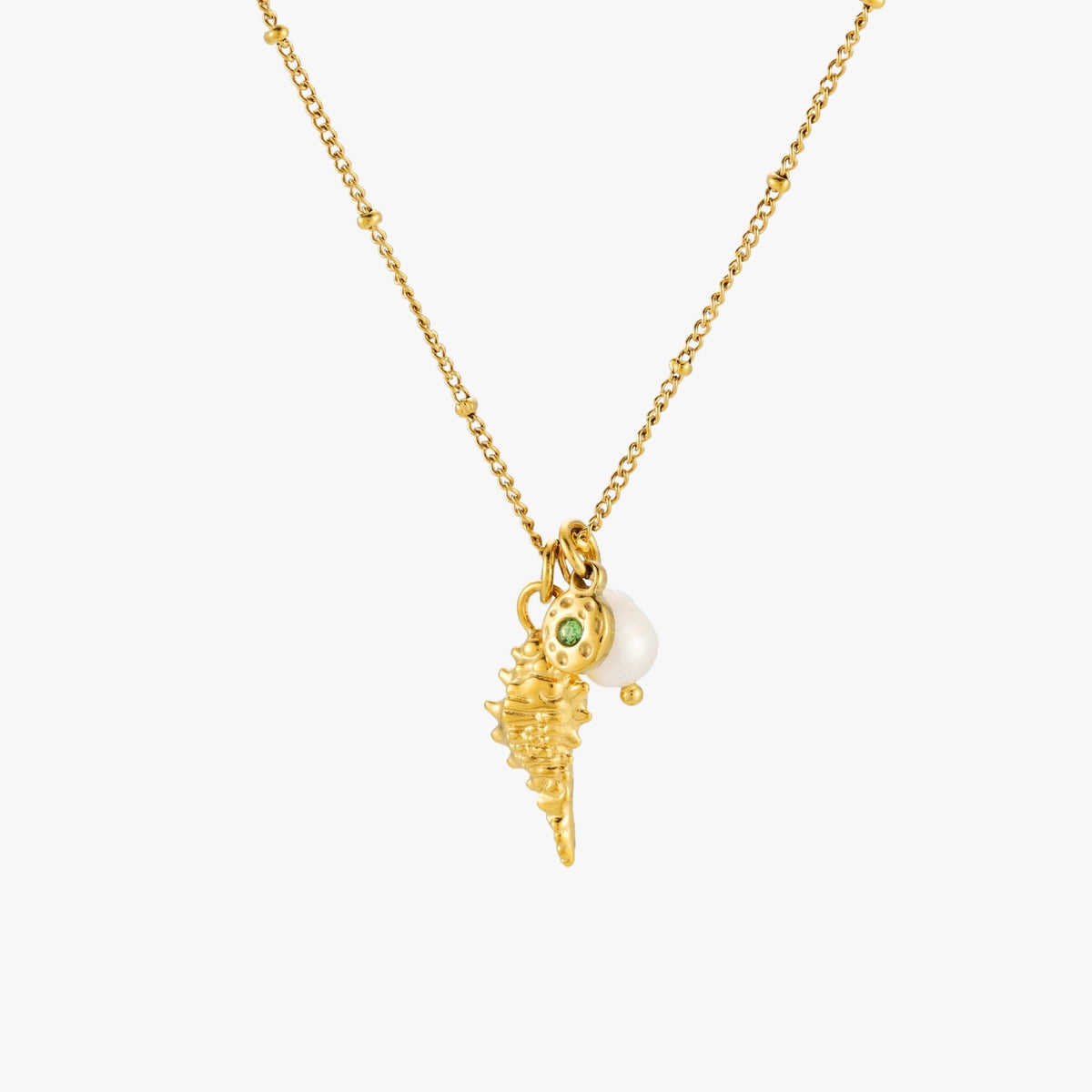 Bruce & Co Ocean – Shell, Pearl and Green Charm Necklace
