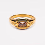 Bruce & Co Ocre – Brown Zircon Split Band Ring, Gold PVD Steel
