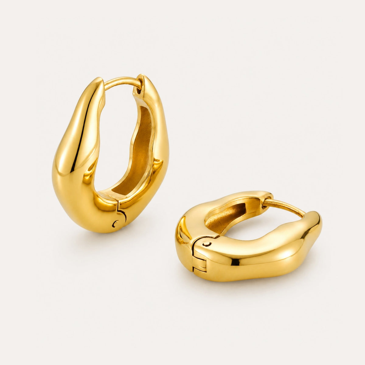 Bruce & Co Organic Sculpted Hoop Earrings, 20 mm, Stainless Steel