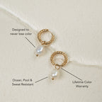 Bruce & Co Hammered Pearl Hoop Earrings, 12 mm