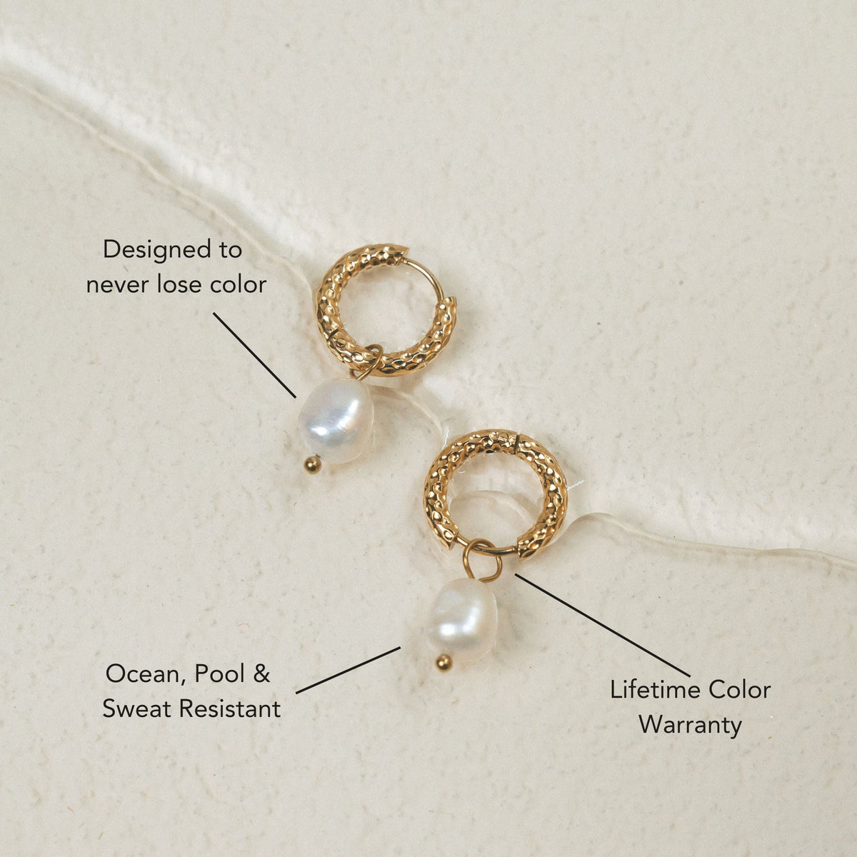 Bruce & Co Hammered Pearl Hoop Earrings, 12 mm