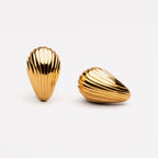 Bruce & Co Ridged Teardrop Stud Earrings, 16.7 mm, Gold PVD Steel