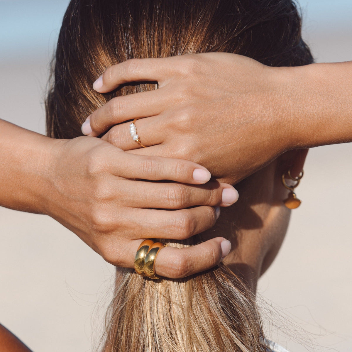 Bruce & Co Five Freshwater Pearl Ring, Steel