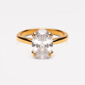 Bruce & Co Oval Zircon Solitaire Ring, Stainless Steel