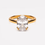 Bruce & Co Oval Zircon Solitaire Ring, Stainless Steel