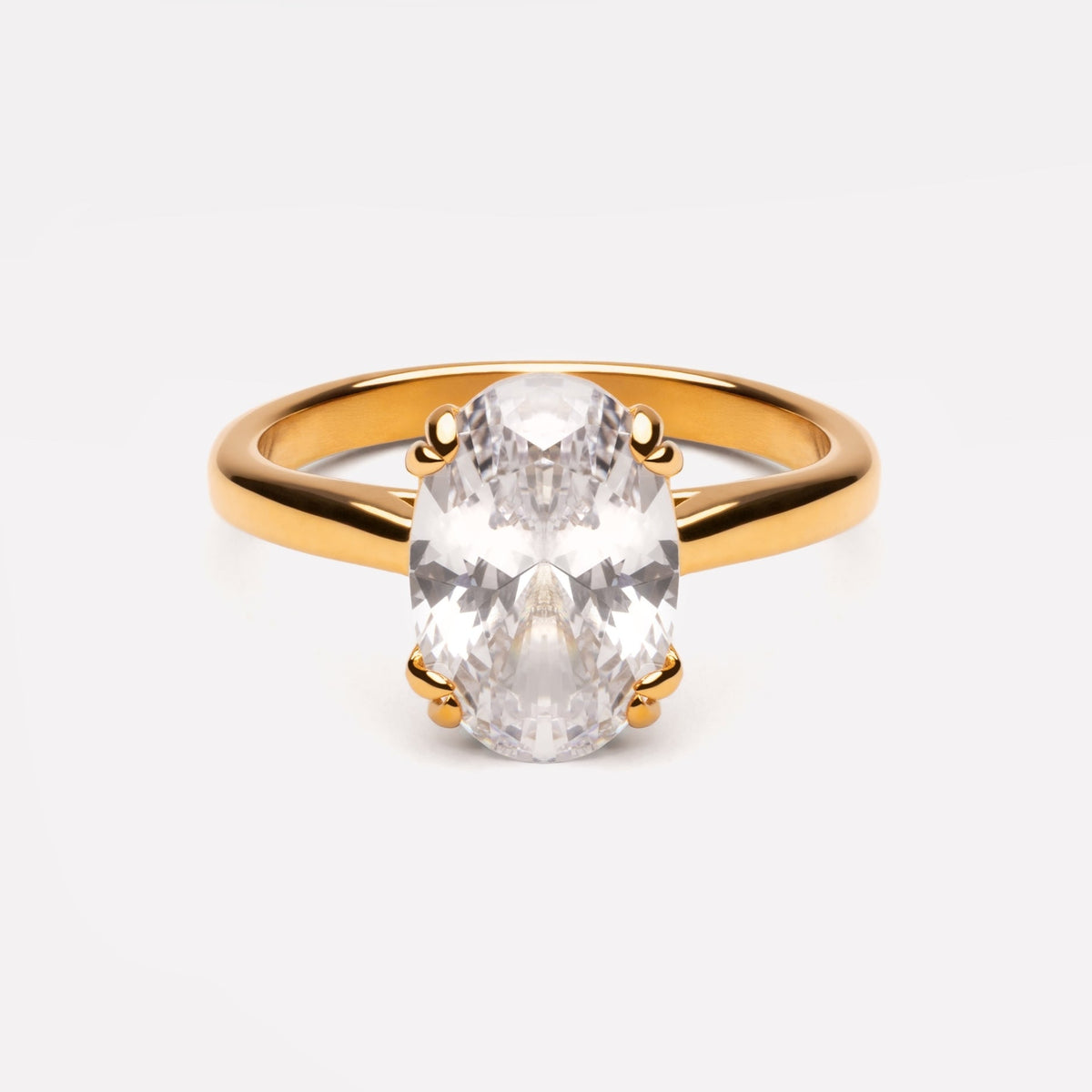 Bruce & Co Oval Zircon Solitaire Ring, Stainless Steel