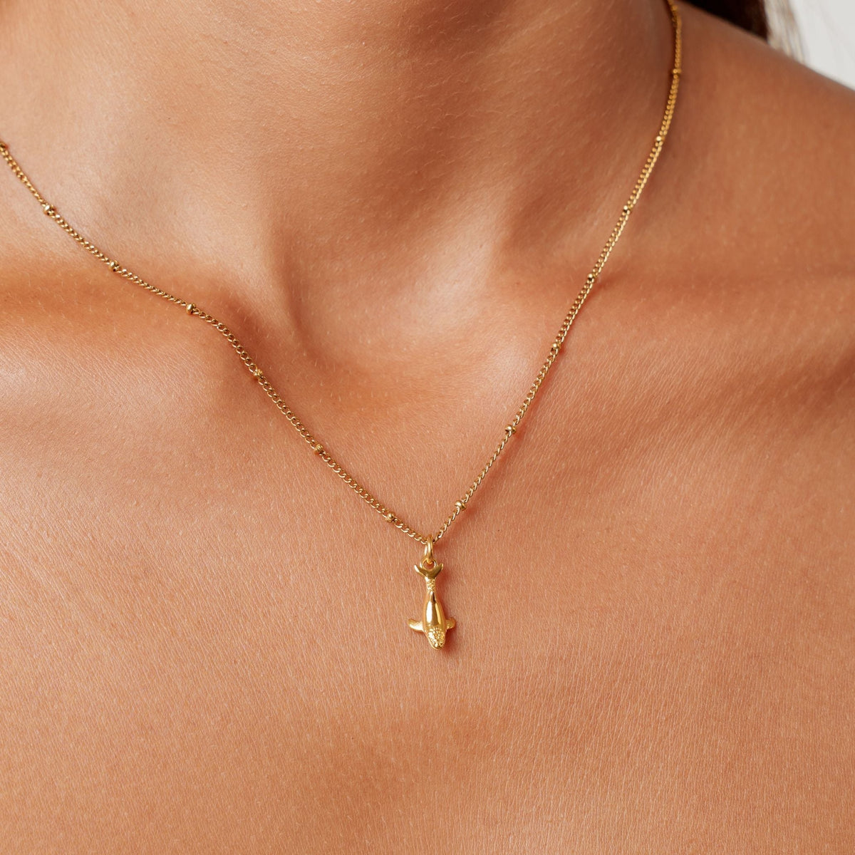 Bruce & Co Whale Pendant Necklace, 45–50 cm, Gold PVD Steel