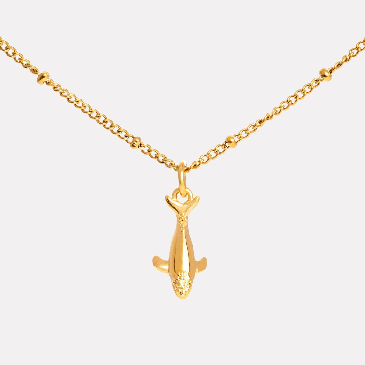 Bruce & Co Whale Pendant Necklace, 45–50 cm, Gold PVD Steel