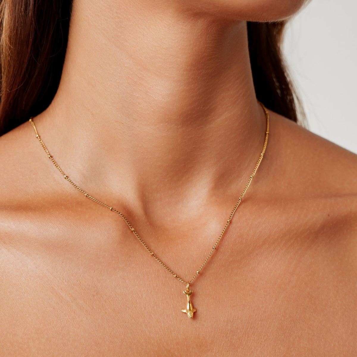 Bruce & Co Whale Pendant Necklace, 45–50 cm, Gold PVD Steel