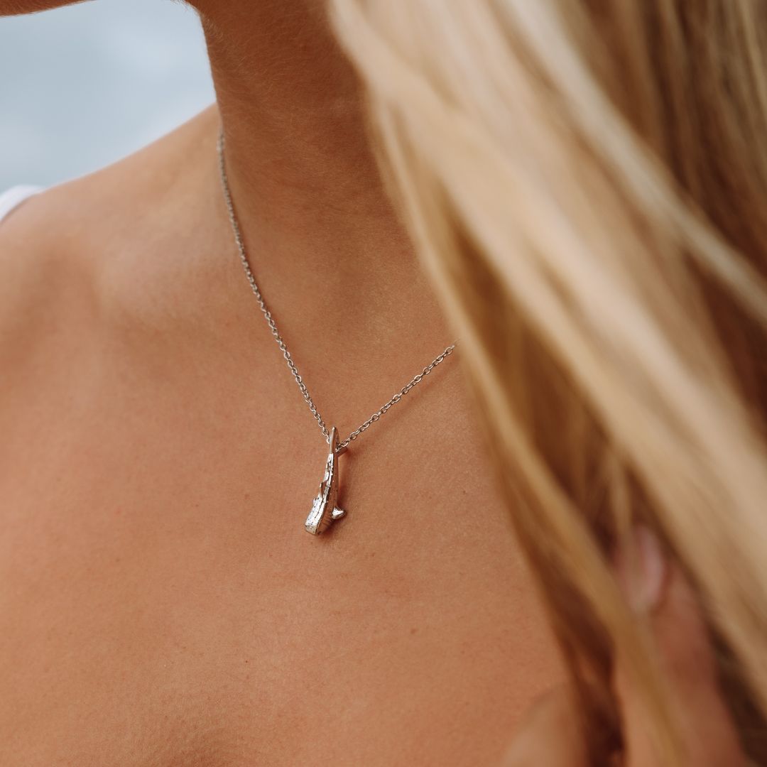 Bruce & Co Whale Shark Pendant Necklace, 45–50 cm, Steel