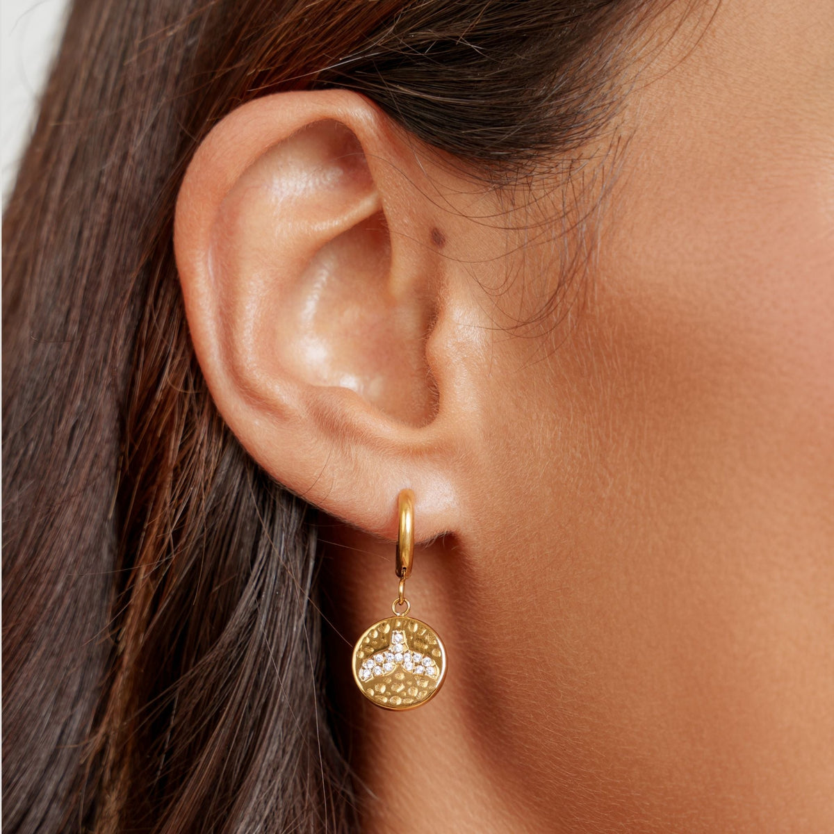 Bruce & Co Whale Tail Coin Drop Hoop Earrings, Steel
